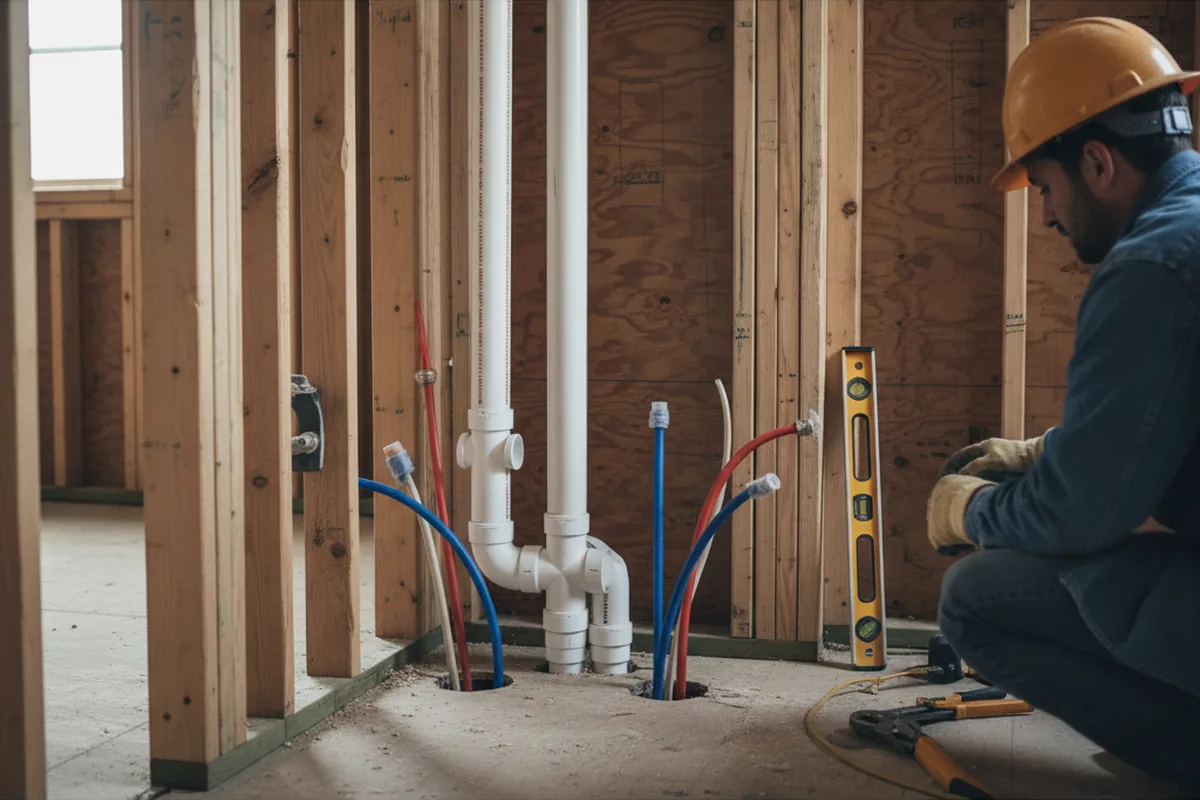 Drain and supply rough-in during Sump Pump Repair in Sterling City